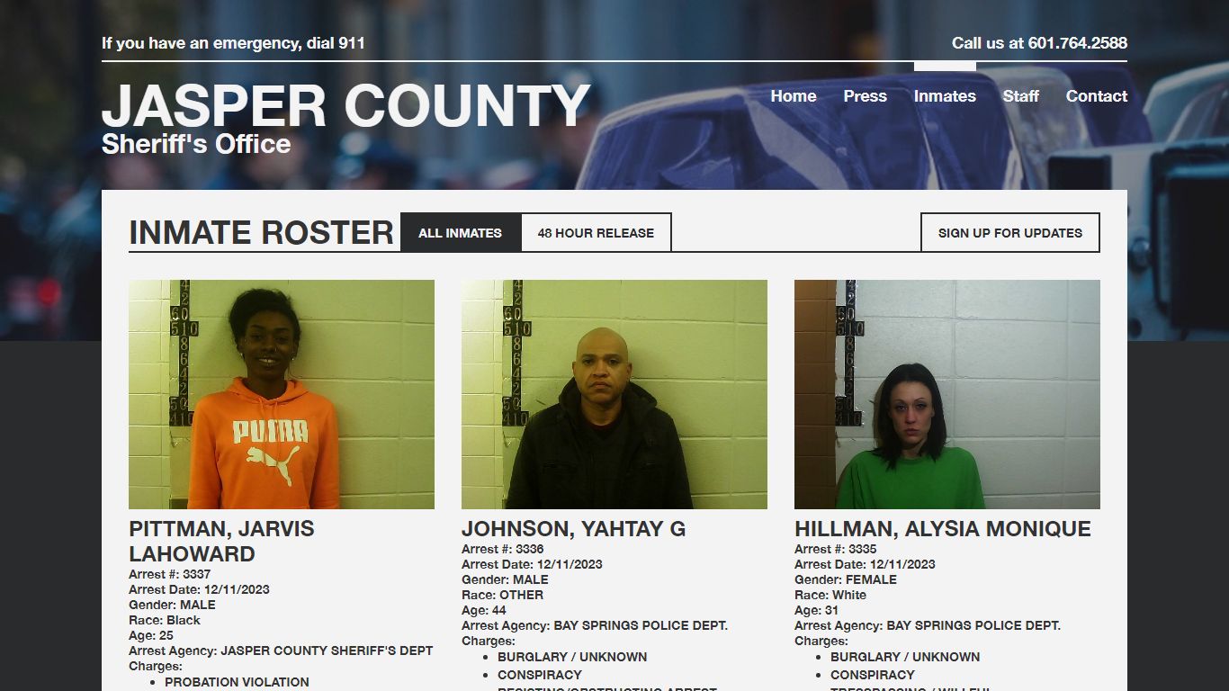 Inmate Roster | Jasper SO