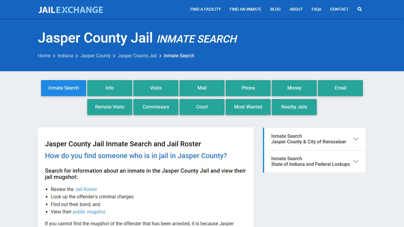 Inmate Search: Roster & Mugshots - Jasper County Jail, IN - Jail Exchange